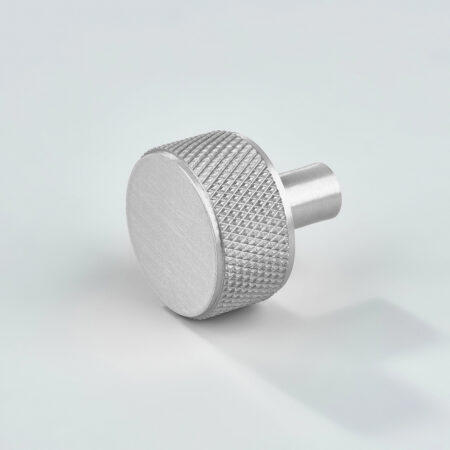 Grafton Knurled Round Brass Cabinet Knob - Silver