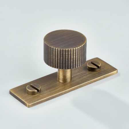 Keld Linear Knurled Brass Cabinet Knob With Backplate - Antique Bronze