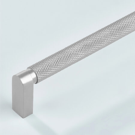 Arvel Knurled Brass Cabinet Handle - Silver