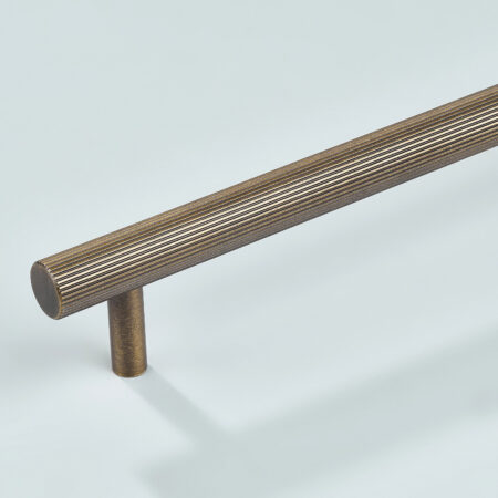 Strel Linear Knurled Brass Cabinet Handle - Antique Bronze