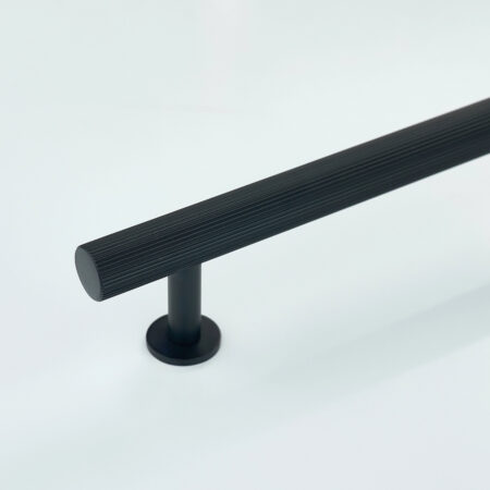 Strel Linear Knurled Brass Cabinet Handle - Black