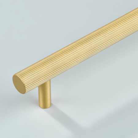 Strel Linear Knurled Brass Cabinet Handle - Gold