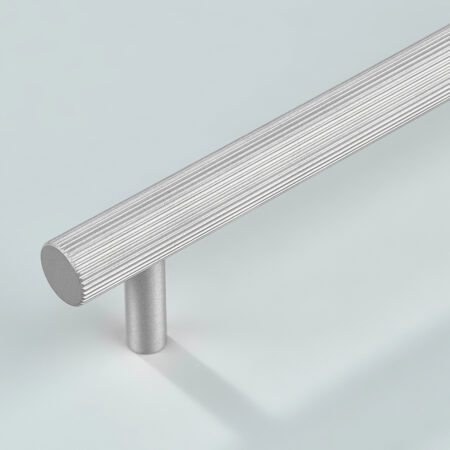 Strel Linear Knurled Brass Cabinet Handle - Silver