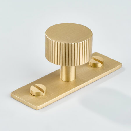 Keld Linear Knurled Brass Cabinet Knob With Backplate - Gold