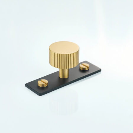 Keld Linear Knurled Brass Cabinet Knob With Backplate - Gold and Black