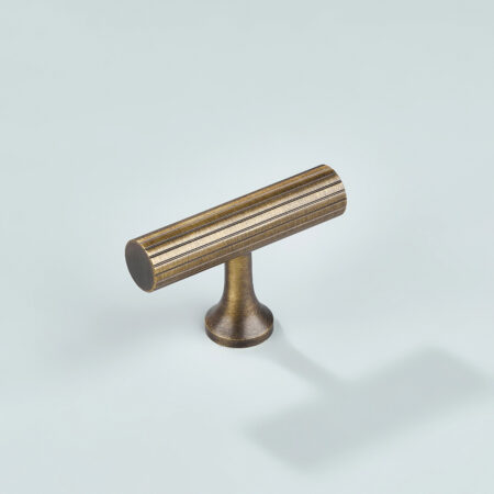 Keld Linear Knurled Brass Cabinet T-Knob - Antique Bronze