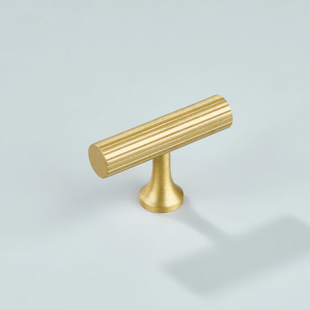 Keld Linear Knurled Brass Cabinet T-Knob - Gold