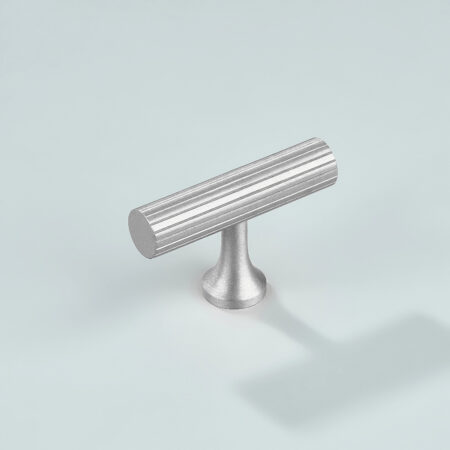 Keld Linear Knurled Brass Cabinet T-Knob - Silver