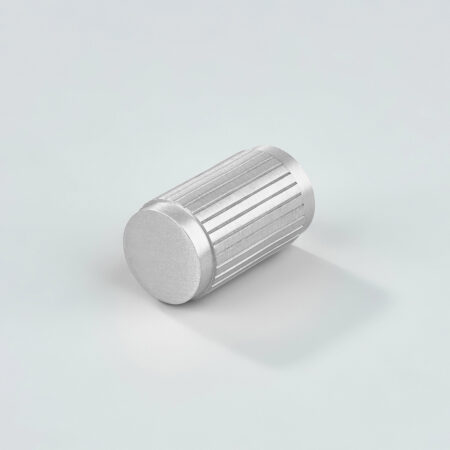 Keld Linear Knurled Brass Cylinder Knob - Silver