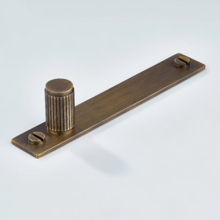 Keld Linear Knurled Brass Cylinder Knob With Backplate - Antique Bronze