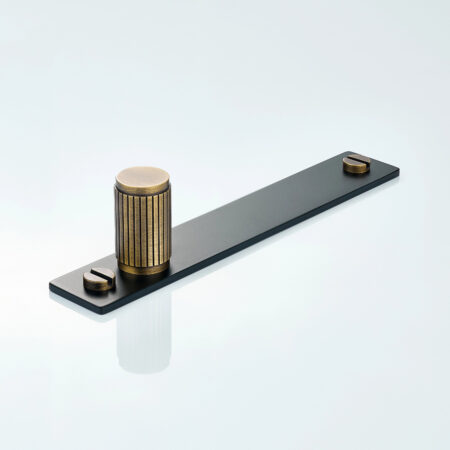 Keld Linear Knurled Brass Cylinder Knob With Backplate - Antique Bronze and Black