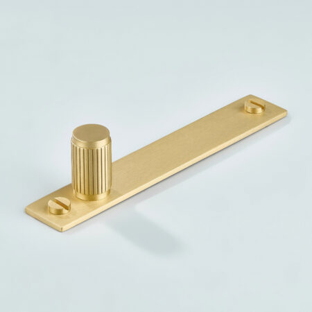 Keld Linear Knurled Brass Cylinder Knob With Backplate - Gold