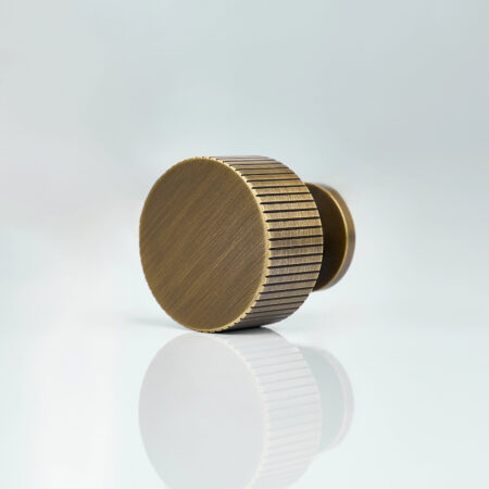 Keld Linear Knurled Round Brass Cabinet Knob - Antique Bronze