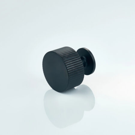 Keld Linear Knurled Round Brass Cabinet Knob - Black