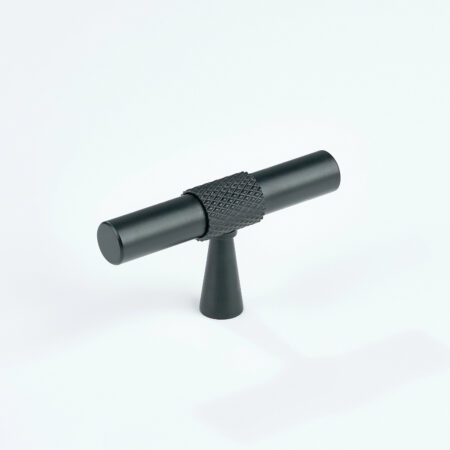 Vintage Knurled Brass Cabinet T-Knob - Black