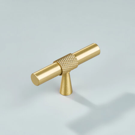 Vintage Knurled Brass Cabinet T-Knob - Gold