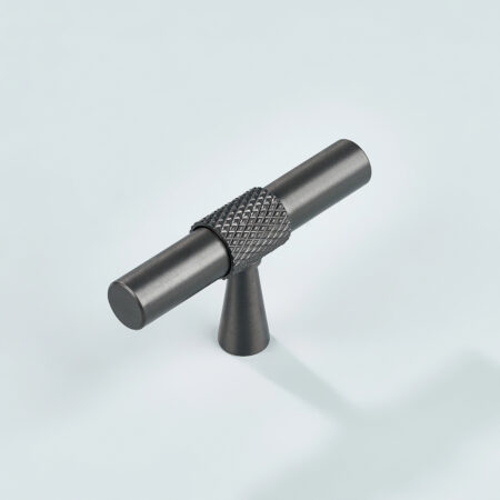 Vintage Knurled Brass Cabinet T-Knob - Gunmetal