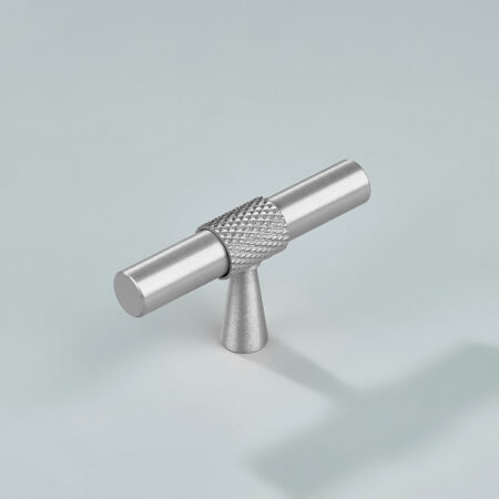 Vintage Knurled Brass Cabinet T-Knob - Silver