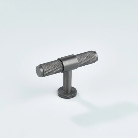 Riven Knurled Brass Cabinet T-Knob - Gunmetal