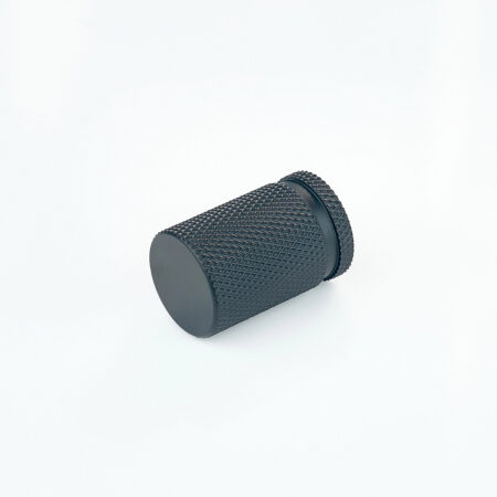 Riven Knurled Brass Cylinder Knob - Black