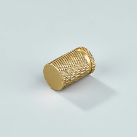 Riven Knurled Brass Cylinder Knob - Gold