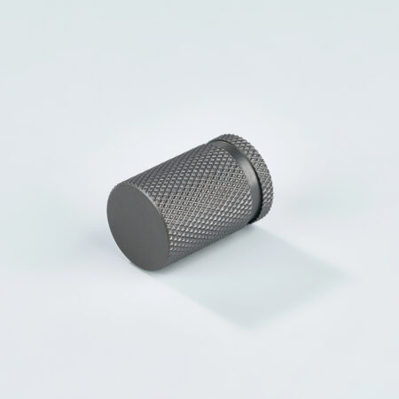 Riven Knurled Brass Cylinder Knob - Gunmetal