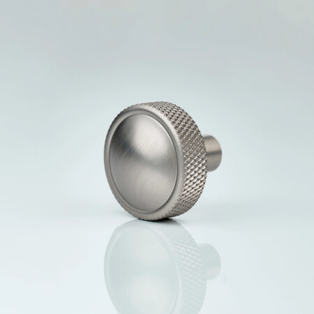 Fenn Knurled Brass Round Cabinet Knob - Silver