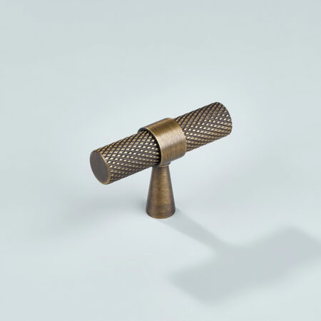 Sten Knurled Brass Cabinet T-Knob - Antique Bronze