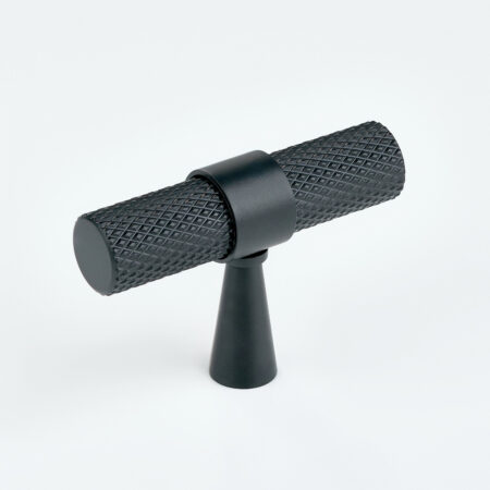 Sten Knurled Brass Cabinet T-Knob - Black