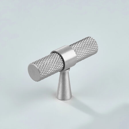 Sten Knurled Brass Cabinet T-Knob - Silver