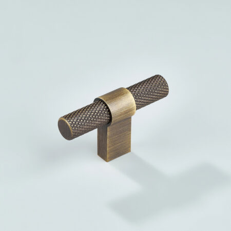 Varo Knurled Brass Cabinet T-Knob - Antique Bronze
